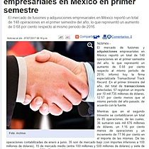 Aumentan fusiones y compras empresariales en Mxico en primer semestre